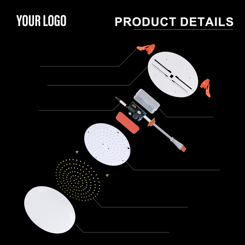 چراغ پنل بدون قاب LED 36 واتی، آلومینیوم + کامپیوتر، آهن + PP